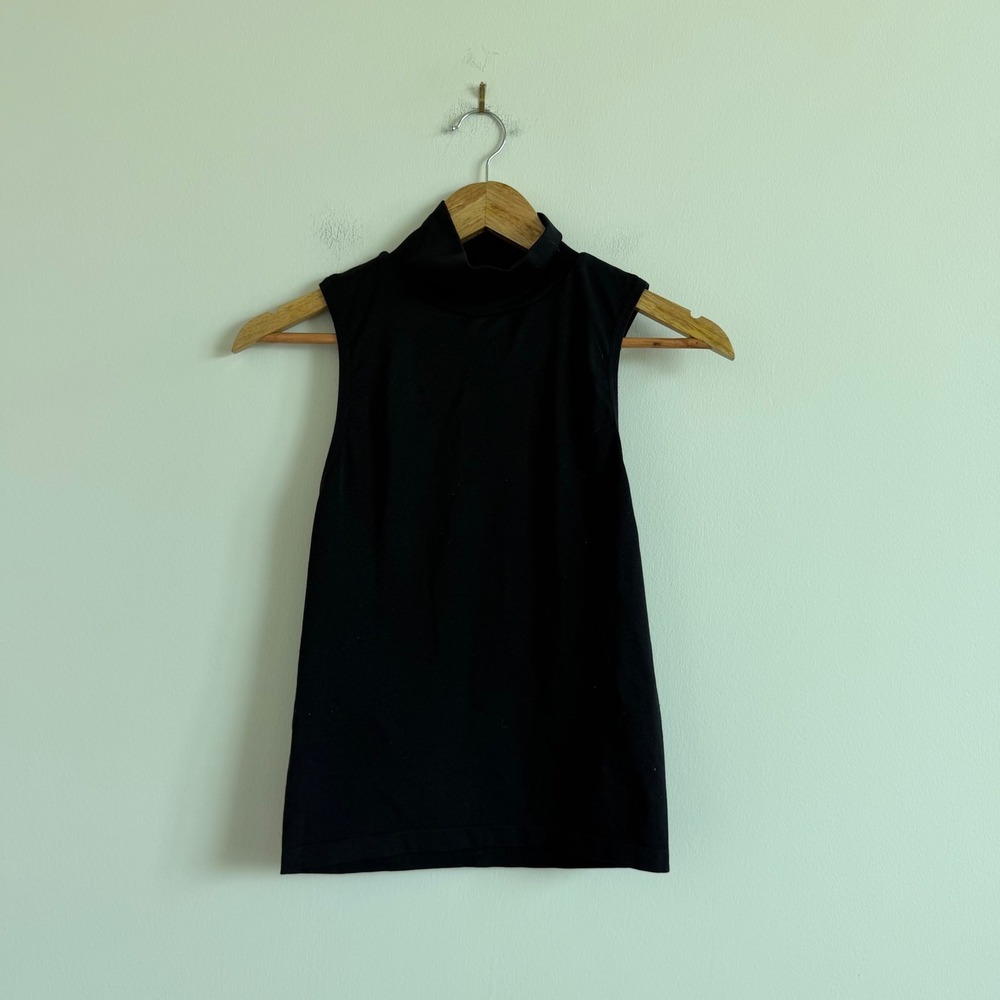 Adrienne Vitadini Black Mockneck Tank Size Small